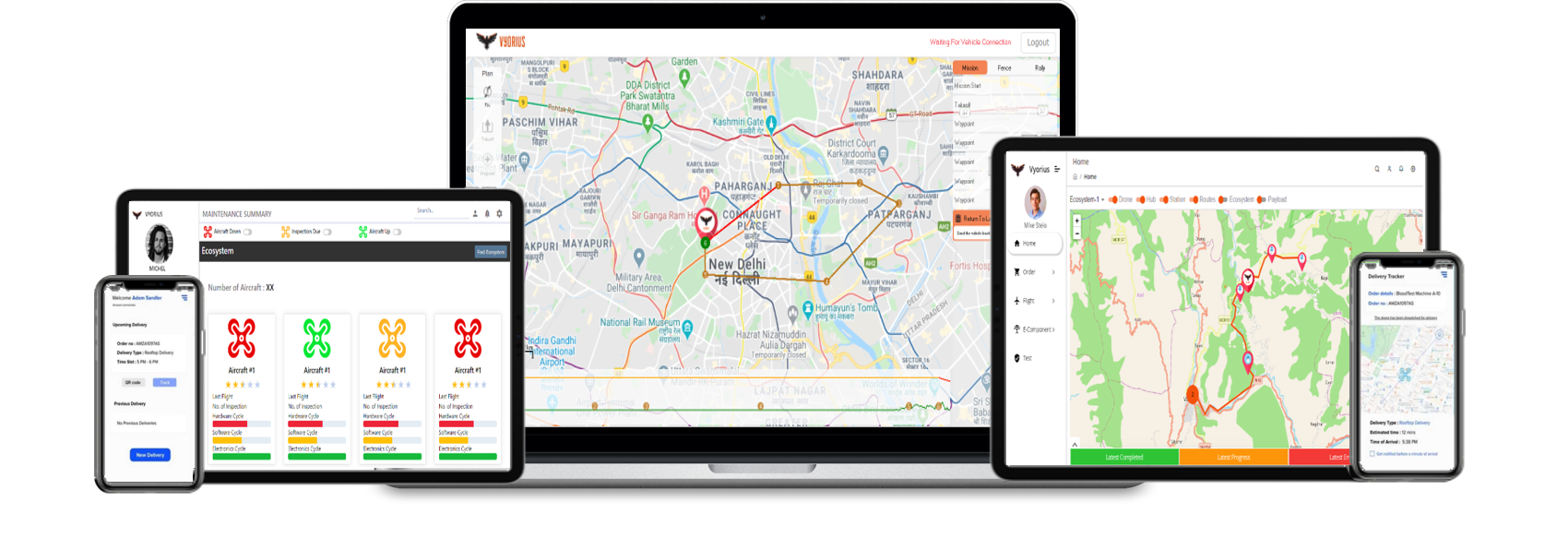 The Vyorius platform across laptop, tablet, and mobile devices